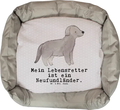 Produktbild von Mr. & Mrs. Panda Hundekissen Neufundländer Lebensretter - Grau Pastell - Geschenk, Dankeschön, Vatertag, Geburtstag, Newfoundland, Valentinstag, Hund, Weihnachten