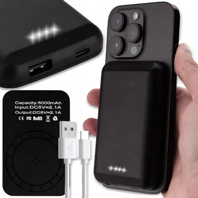 Obrázok produktu pre Powerbank Magsafe 5000Mah Usb-C Bezdrôtové Rýchle Nabíjanie Pd Qc Čierna