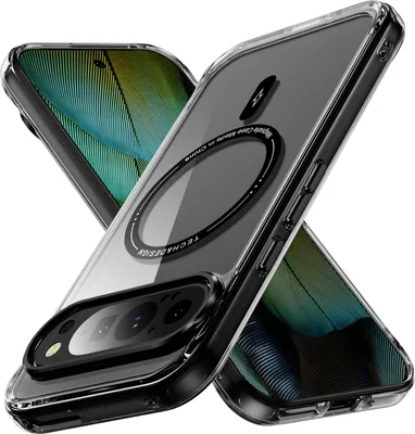 Immagine prodotto di Custodia magnetica trasparente per Google Pixel 10 / Pixel 10 Pro, compatibile con MagSafe, custodia protettiva ibrida antiurto nera