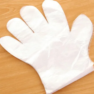 Image de 50 pièces/sachet, gants jetables transparents en PE, sans danger pour la préparation des aliments, restaurants médicaux, salons de coiffure