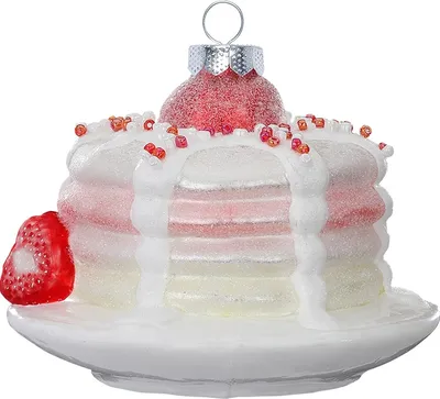 Produktbild von Christbaumschmuck Glas Torte mit Erdbeeren 10cm weiß / rot