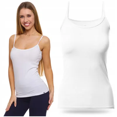 Immagine prodotto di Top da donna - Top a spaghettine taglia S - Canotta bianca - Canottiera - Top in cotone