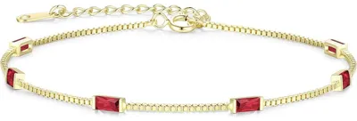 Immagine prodotto di Bracciale da donna in argento sterling 925, placcato in oro, con pendenti in zircone, regolabile, lunghezza 17+4,5 cm