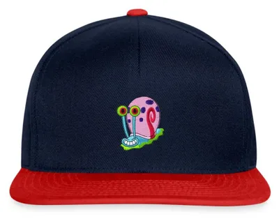 Produktbild von Spreadshirt SpongeBob Schwammkopf Gary Stick-Motiv Snapback Cap, One size, Navy/Rot