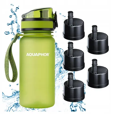 Imagen del producto de AQUAPHOR CITY: Juego de 5 botellas de filtración de 350 ml, color verde