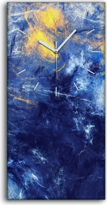 Produktbild von Wohnzimmer-Bild Leinwand Uhr Quarz 30x60 Malerei Abstrakte Dynamische Wolken - weiße Hände