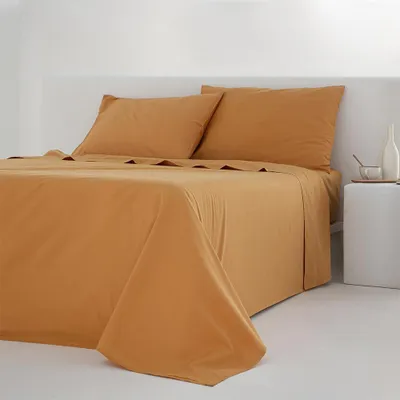 Produktbild von Bettwäscheset 160 cm, Perkal-Baumwolle, Fadendichte 200, senfgelb, für Schlafzimmer