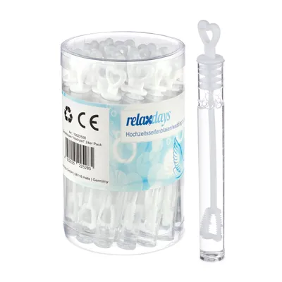 Produktbild von 240er Pack Seifenblasen Hochzeit, Herzgriff, Seifenblasenflüssigkeit, Gastgeschenk, Mitgebsel, Kinder, weiß