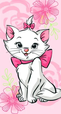 Immagine prodotto di Disney Aristogatti Marie Cat "Pink Flower" Asciugamano da doccia Asciugamano da bagno rosa con gatto e fiori 70 x 140 cm, 100 % cotone
