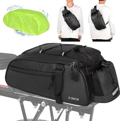 Productafbeelding van Famanu fietstas, 2-in-1, 12 liter, waterdicht, met regenhoes en rugzakfunctie