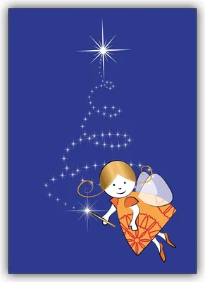 Produktbild von 4x Niedliche Weihnachtskarte mit kleinem Weihnachtsengel und Sternen