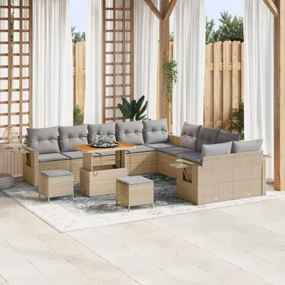 Immagine prodotto di Maison Exclusive - Set divani da giardino 13 pezzi beige in polyrattan