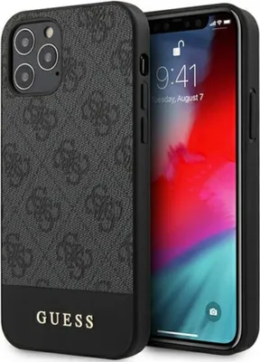 Produktbild von Guess 4G Bottom Stripe Collection – Hülle für iPhone 12 Pro Max (Grau)