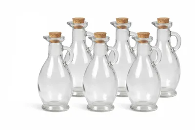 6er Set Glas-Ausgießfläschchen 250 ml – für Öl, Essig, Sirup und Likör