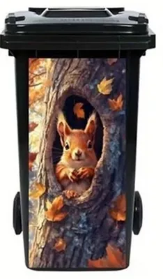 Produktbild von GKA Mülltonnenaufkleber Eichhörnchen im Baumstamm Aufkleber für Mülltonne wasserdicht selbstklebend 82 cm