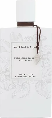 A bottle of Van Cleef & Arpels Collection Extraordinaire Patchouli Blanc perfume.