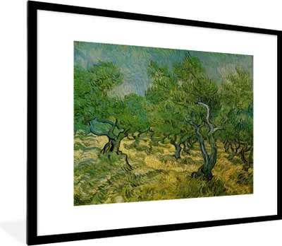 Produktbild von MuchoWow® MuchoWow® Gerahmtes Poster Olivenhain - Vincent van Gogh 80x60 cm - Poster mit zchwarzem Bilderrahmen - Schlafzimmer-Dekorationen - Fotoposter