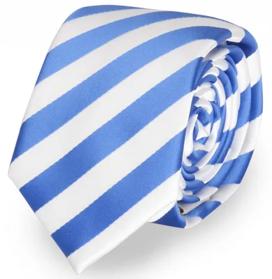 Produktbild von Fabio Farini - 1 Stück gestreifte Herren Krawatte - Tie mit Streifen in 6cm oder 8cm Breite Schmal (6cm), Blau/Weiß