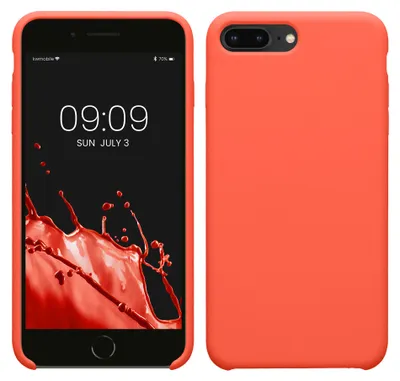 Produktbild von kwmobile Handyhülle für Apple iPhone 7 Plus / iPhone 8 Plus Hülle - Case Silikon - Kabelloses Laden - Schutzhülle Cover in Leuchtende Koralle