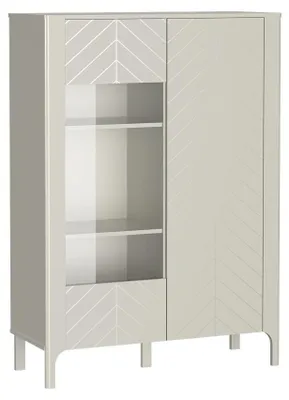 Produktbild von Masseno Vitrinenschrank ALICANTE 145 x 103 cm Modern Wohnzimmer Vitrine mit Tür, Kaschmir