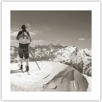 Produktbild von Poster - Poster ohne Rahmen - Skifahrer Bayern Sepia - 40x40 cm - Wand Bild - Wanddeko - Wandbilder - Kunstposter - Wandposter - Bilder - Kunstdruck - Wanddekoration - Wandbild - P2XAC40x40-4192
