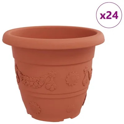 Image de vidaXL : Lot de 24 pots ronds pour plantes, couleur brique, diamètre 34 cm, hauteur 28 cm, en plastique