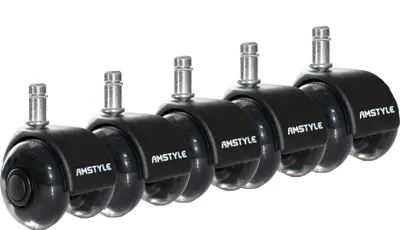 Produktbild von AMSTYLE 5er Set leichtgängige Universal-Schwerlastrollen für Bürostuhl 11 mm Stift / Durchmesser 50 mm Leise Premium Hartbodenrollen Bürostuhlrollen