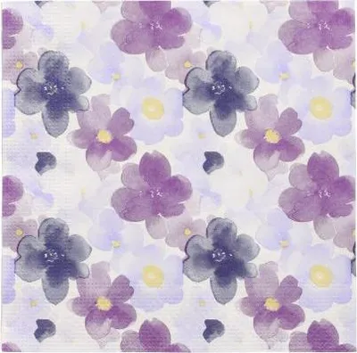 Produktbild von Servietten, 3-lagig 1/4-Falz 33 cm x 33 cm "Aquarell Flowers"