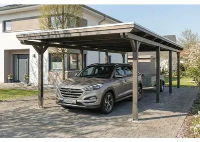 Produktbild von Einzelcarport SKAN HOLZ Emsland inkl. Pfostenanker 402 x 846 cm schiefergrau