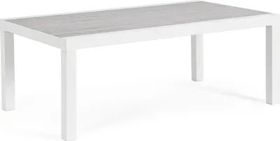 Produktbild von Couchtisch Kledi 120x70x43cm aus Aluminium Weiß Grau für Innen- und Außenbereich