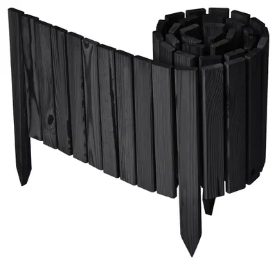 Produktbild von Garronda Beeteinfassung Holz Rollzaun Gartenzaun imprägniert Flexibler Rollborder Rasenkante Länge: 200 cm (Graphite, Höhe: 30 cm)