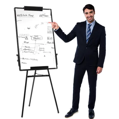 Produktbild von Flipchart Whiteboard 90x60cm, Dreibein Whiteboards mit Ständer,Magnetisches Tragbares Trocken Abwischbar White Board für Zuhause Schule Büro Schwarz