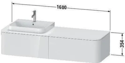Produktbild von Konsolenunterschrank HAPPY D.2 PLUS 354x1600x550mm f Aufsatzbecken Happy D. Becken links weiß supermatt