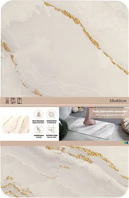 Produktbild von Tendance Badematte gold weiß Diatomit 1,8x60x39 cm Badezimmer Dekoration