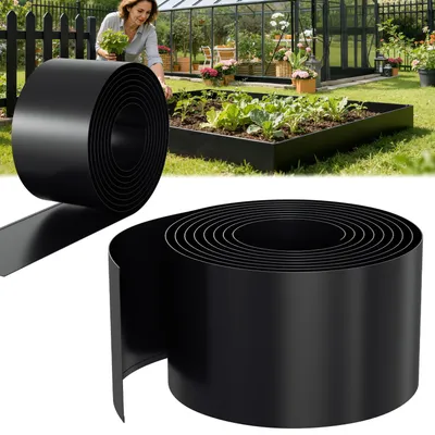 Produktbild von Ikodm Rasenkante 15 cm x 50 m Trennrand Beet Zaun Flexibel Pflanzenschutz Garten Einfassung Schwarz