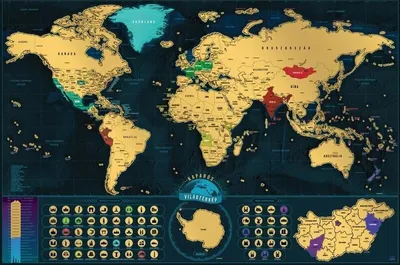 Obrázek produktu pro Stírací mapa světa - maďarská verze