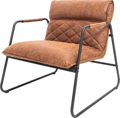 Produktbild von riess-ambiente Retro Lounge Design Sessel MUSTANG LOUNGER antik hellbraun mit Ziersteppung Lesessel Relaxsessel