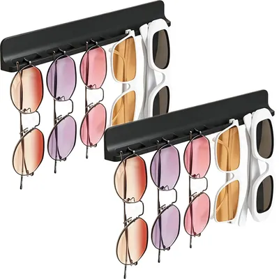 Brillenhalter Wand 2er-Set, ohne Bohren, Silikon, Schwarz