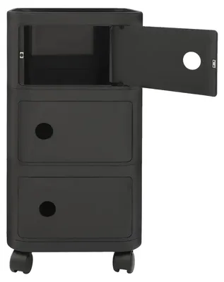 Immagine prodotto di Comodino, design a 3 ripiani, rotelle universali, nero