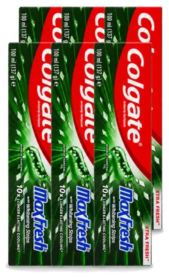 Productafbeelding van 6 x Colgate MaxFresh Whitening tandpasta met bamboehoutskool - 100 ml - Voordeelverpakking - 6 stuks
