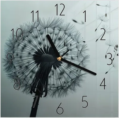 Produktbild von Wanduhr aus Glas mit Motiv Pusteblume im Wind- 30 x 30 cm - inkl. Aufhängesystem
