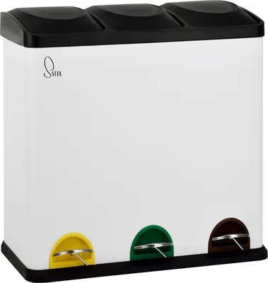 Produktbild von SVITA TC3X20 Treteimer 60 Liter 3x20L dreifach XXL Abfalleimer 3er-Mülleimer Mülltrennung Küchen-Eimer Weiß
