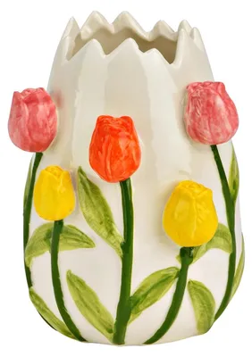 Image de Vase en Porcelaine coloré Décor Tulipes
