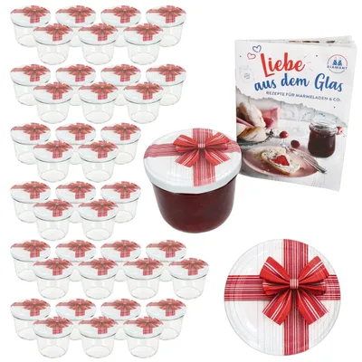 Image de lot de 40 pots renversés 230ml bocal TO82 cadeau couvercle diamant-sucre-recette