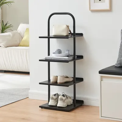Produktbild von Schuhregal 'Poytya' für 4 Paare Stahl 96 x 34 x 32 cm Schwarz