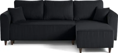 Produktbild von Best Möbel Saphir - 4-Sitzer Ecksofa beidseitig montierbar - Schlaffunktion und Bettkasten - Cord , Schwarz