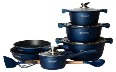 Obrázek produktu pro Sada 13 mramorovaných hrnců a příborů Royalty Line BS1010, modrá