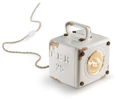 Produktbild von Handbemalte Tischlampe im Vintage-Design, aus Eisen und Keramik, Industrial TA - Weiß