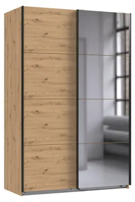 Produktbild von Schwebetürenschrank >AALST< in ARTISAN EICHE Nachbildung / SPIEGEL - 135x208x65cm (BxHxT)