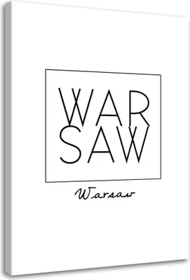 Produktbild von Leinwandbild inschrift warschau 80x120 cm Feeby grau wandbild bereit zum aufhängen